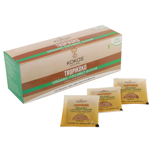 Organic Coconut Sugar Sachet Box | By Kokos Natural | 4.41 Oz | 0.28 lbs