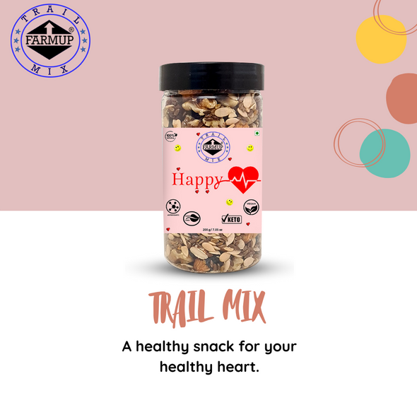 Happy Heart Trail Mix (Watermelon Seeds, Almond, Black Raisins, Roasted Flax Seeds, Dried Cranberries, Walnuts) | By FARMUP  | 7.05 Oz | 0.44 lbs
