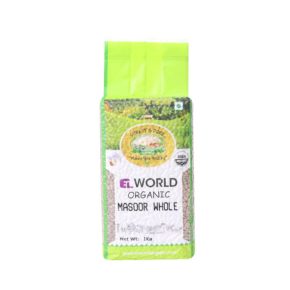 Brown Lentil (Masoor) 1 Kg | By Elworld Organic| For USA | 35.27 Oz | 2.2 lbs