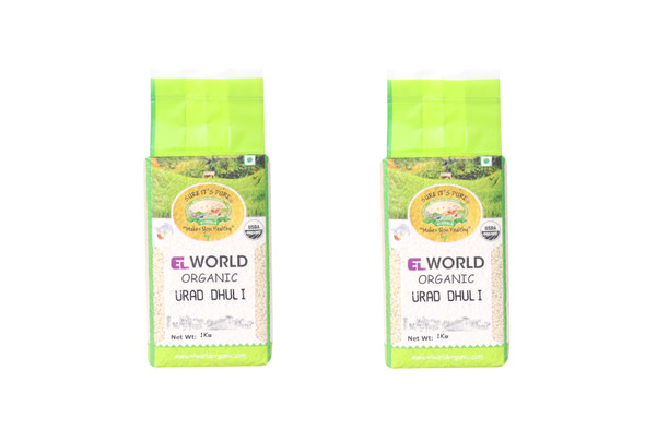 Organic Urad Dal Split(Dhuli), 2 Kilograms | By Elworld Organic| For USA | 70.55 Oz | 4.41 lbs