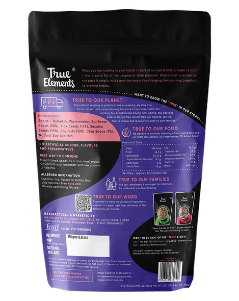7-in-1 Super Seeds And Nut Mix 125gm | By True Elements  | For USA |  4.41 Oz | 0.28 lbs