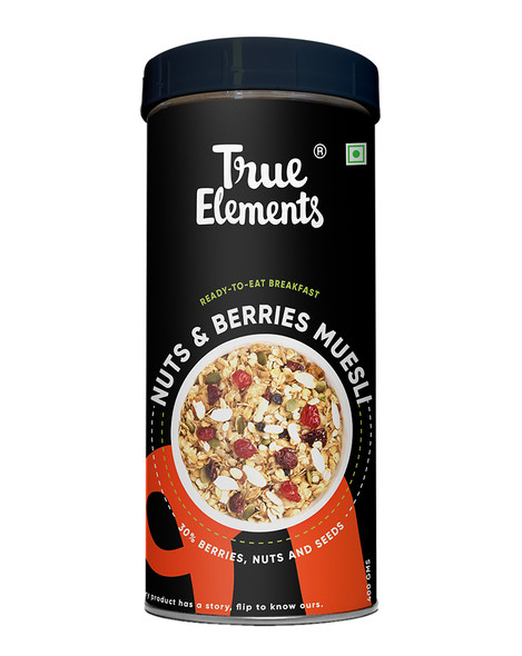 Crunchy Nuts & Berries Muesli, with Almonds and Cranberries 400gm | By True Elements  | For USA |  15.87 Oz | 0.99 lbs