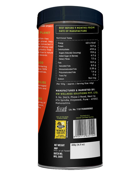 Crunchy Nuts & Berries Muesli, with Almonds and Cranberries 400gm | By True Elements  | For USA |  15.87 Oz | 0.99 lbs