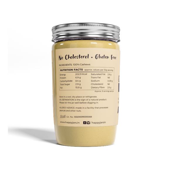 Unsweetened Cashew Butter | By Happy Jars| For USA | 9.35 Oz | 0.58 lbs