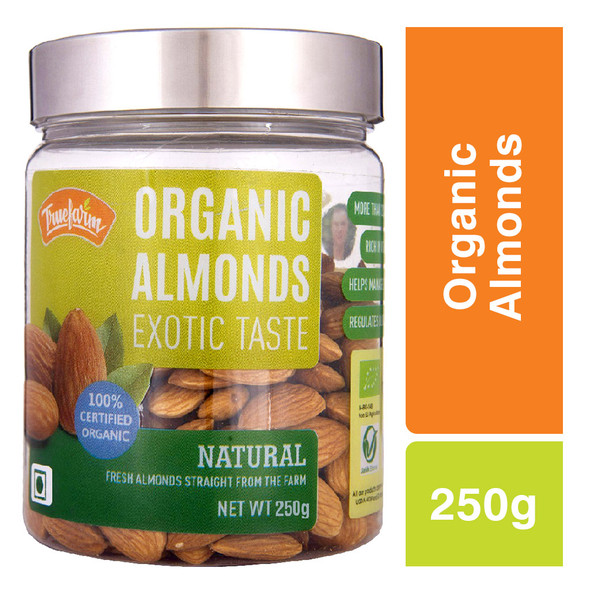 Organic Almonds (250g) | By True Farm Foods | For USA | 8.82 Oz | 0.55 lbs