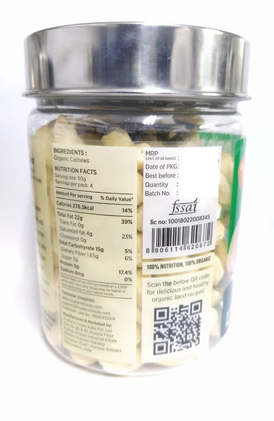 Organic Cashews 250g | By True Farm Foods | For USA | 8.82 Oz | 0.55 lbs