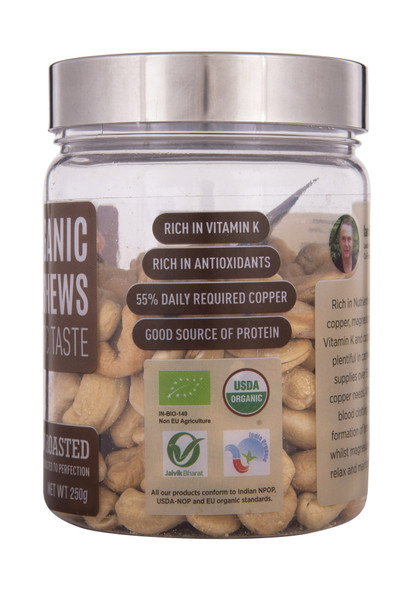 Organic Roasted Cashews 250g | By True Farm Foods | For USA | 8.82 Oz | 0.55 lbs
