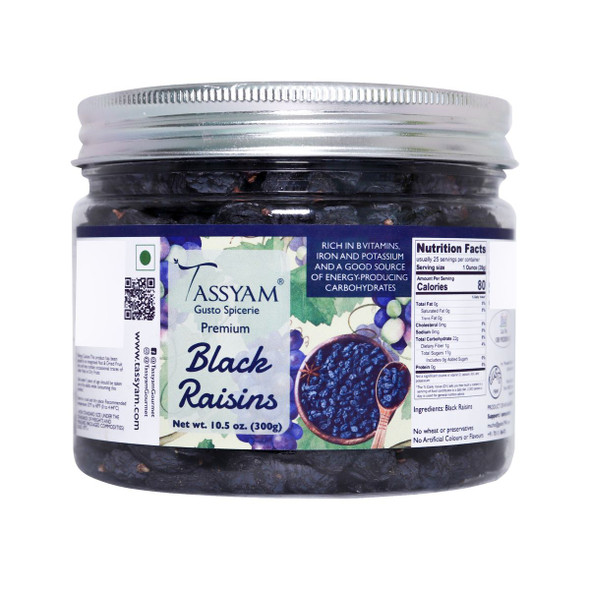 Premium Black Raisins 300g Jar | Healthy Dry Fruits Luxury Box of Kali Draksh | By Gusto1940 | For USA | 10.58 Oz | 0.66 lbs