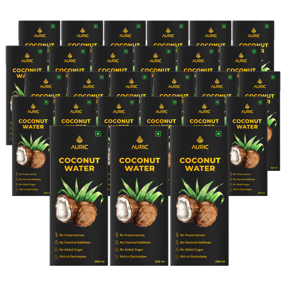 Tender Coconut Water Energy Drink - No Added Sugar | Natural Energizer | Safe Hygienic Packaging (Pack of 27) | By Auric | For USA | 182.59 fl Oz | 1.43 gallons