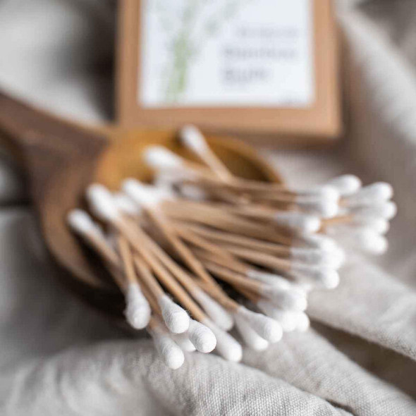Bamboo Cotton Swabs/Q-Tips (80 sticks) (Pack of 2) |By Organic-B | 5.29 Oz | 0.33 lbs | SU-TQ-MAY20