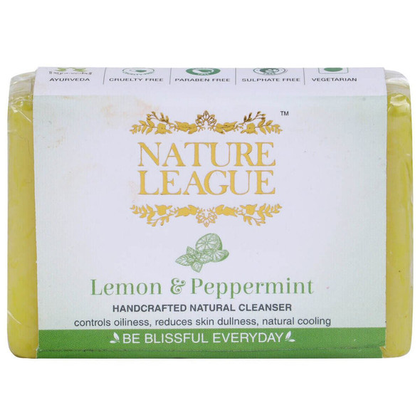 NATURE LEAGUE - LEMON & PEPPERMINT | 100% Natural Handmade Soap | Free of Harmful Chemicals |By Nature League | 3.53 Oz | 0.22 lbs | SU-TQ-MAY20