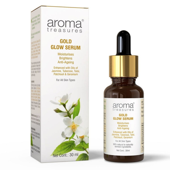 Gold Glow Serum |By Aroma Treasures | 1.01  Fl Oz | SU-TQ-MAY20