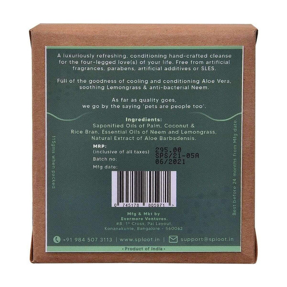 Pet Soap - Lemongrass, Neem, Aloe Vera |By Sploot | 4.06 Oz | 0.25 lbs | SU-TQ-MAY20