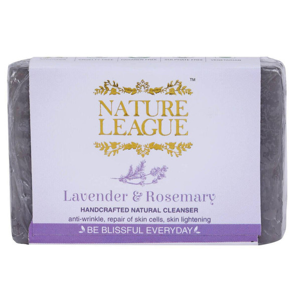 NATURE LEAGUE - LAVENDER AND ROSEMARY | 100% Natural Handmade Soap | Free Of Harmful Chemicals |By Nature League | 3.53 Oz | 0.22 lbs | SU-TQ-MAY20