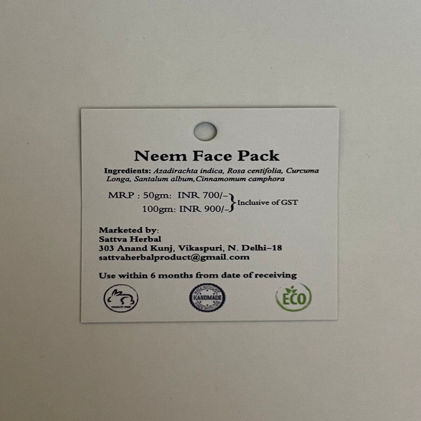 Neem Face Pack |By Sattva Herbal | 1.76 Oz | 0.11 lbs | SU-TQ-MAY20 Neem Face Pack |By Sattva Herbal | 1.76 Oz | 0.11 lbs | SU-TQ-MAY20