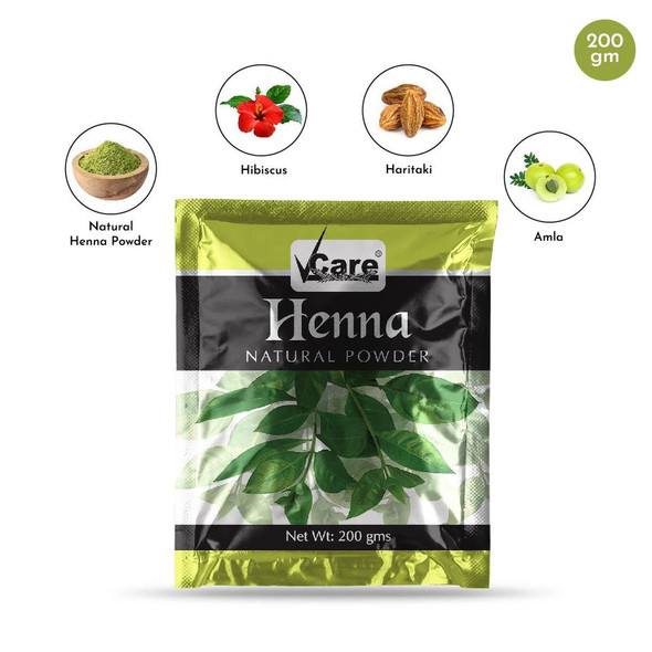 Henna Natural Powder For Hair, 3 x 200 gm, (Pack of 3) |By VCARE | 21.16 Oz | 1.32 lbs | SU-TQ-MAY20