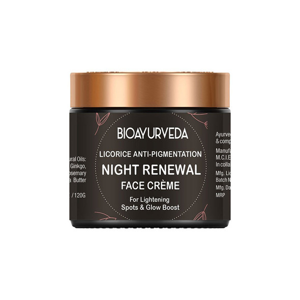 Licorice Anti-Pigmentation Night Renewal Cream |By BIOAYURVEDA | 2.12 Oz | 0.13 lbs | SU-TQ-MAY20