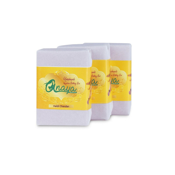 Haldi Chandan Luxury Handmade Bathing Bar with the Finest Ayurvedic Ingredients (Pack of 3) |By Anaya | 13.23 Oz | 0.83 lbs | SU-TQ-MAY20
