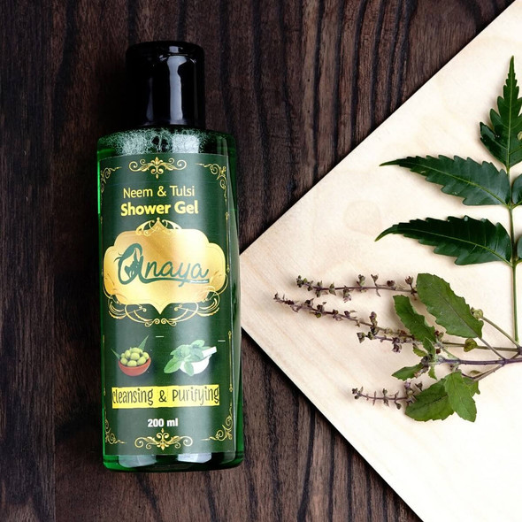 Neem And Tulsi Shower Gel with the Finest Ayurvedic Ingredients (200 Ml) |By Anaya | 6.76  Fl Oz | 0.05  gallons | SU-TQ-MAY20