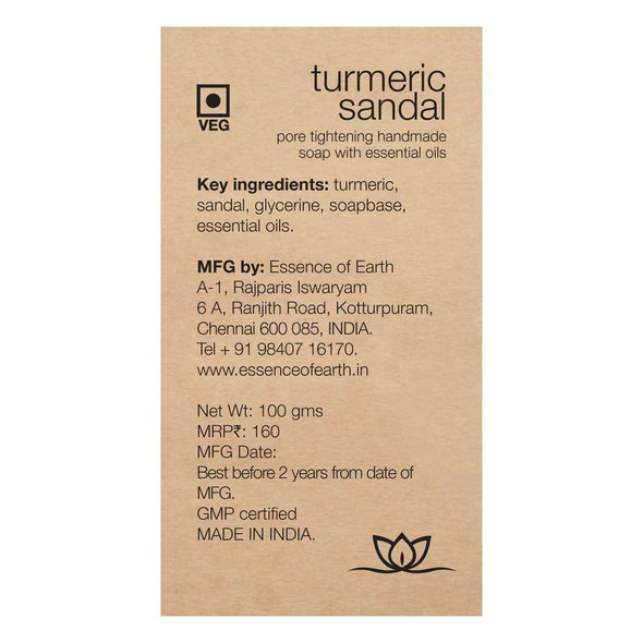 Turmeric Sandal Pore Tightening Soap (Pack Of 2) |By Essence of Earth | 7.05 Oz | 0.44 lbs | SU-TQ-MAY20