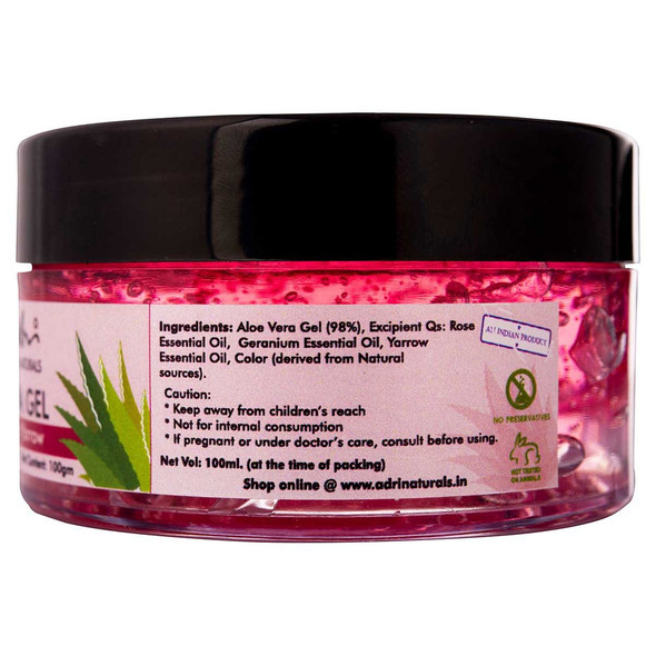 Aloe Vera Gel - Rose, Geranium & Yarrow |By Adri Naturals | 3.53 Oz | 0.22 lbs | SU-TQ-MAY20