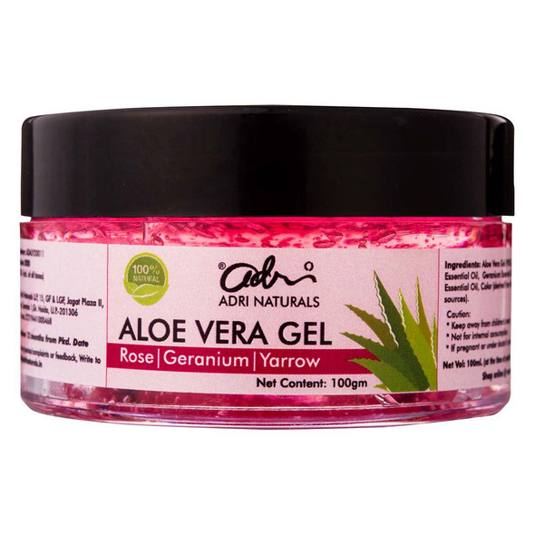 Aloe Vera Gel - Rose, Geranium & Yarrow |By Adri Naturals | 3.53 Oz | 0.22 lbs | SU-TQ-MAY20