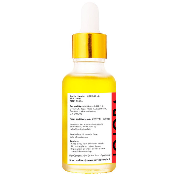 Cold Pressed Jojoba Oil (100% Pure & Natural) |By Adri Naturals | 1.06 Oz | 0.07 lbs | SU-TQ-MAY20