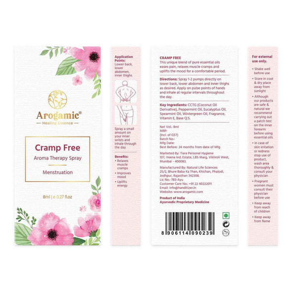 Cramp Free Aromatherapy Spray for your Period |By Arogamics | 0.28 Oz | 0.02 lbs | SU-TQ-MAY20
