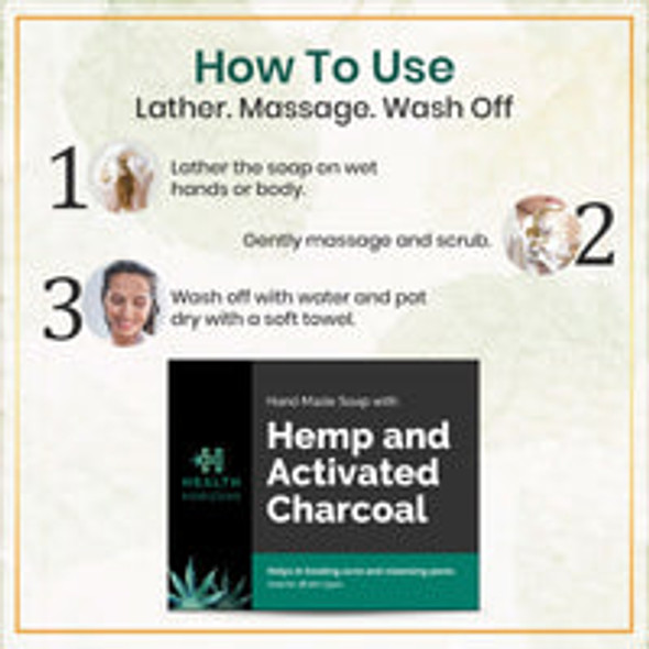 Natural Handmade Hemp & Activated Charcoal Soap 100gm |By Health Horizons | 3.53 Oz | 0.22 lbs | SU-TQ-MAY20