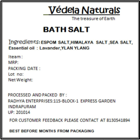 Bath Salt Espom Salt |By Vedela Naturals | 7.05 Oz | 0.44 lbs | SU-TQ-MAY20