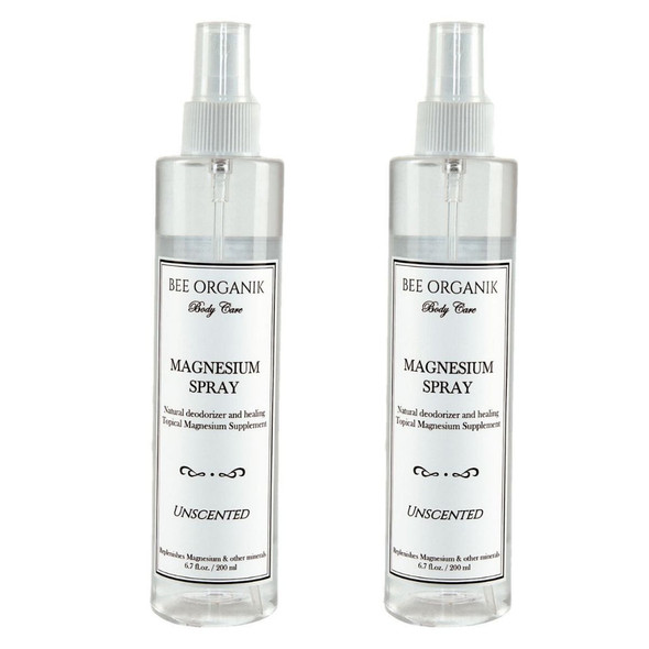 Magnesium Spray (Natural Deodorizer & Pain Relief) - Pack of 2 |By Bee Organik | 13.53  Fl Oz | 0.11  gallons | SU-TQ-MAY20