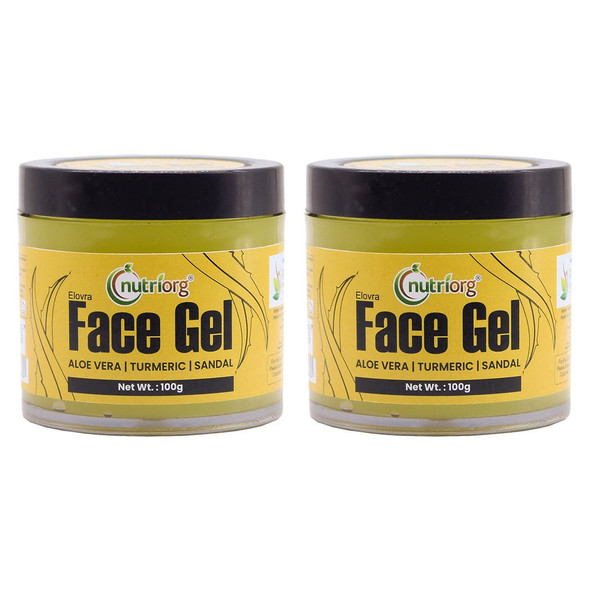 Aloevera Sandal And Turmeric Face Gel (Pack of 2) |By Nutriorg | 7.05 Oz | 0.44 lbs | SU-TQ-MAY20