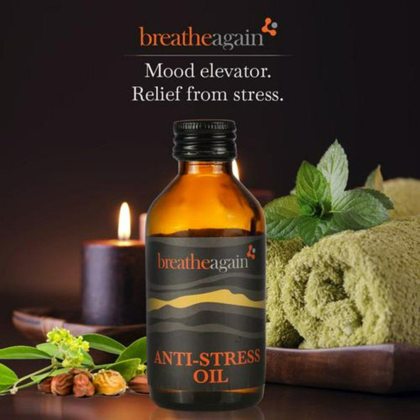Premium Anti Stress Massage Oil - 100% Pure Essential Oils - (100ml) |By Breatheagain | 8.82 Oz | 0.55 lbs | SU-TQ-MAY20