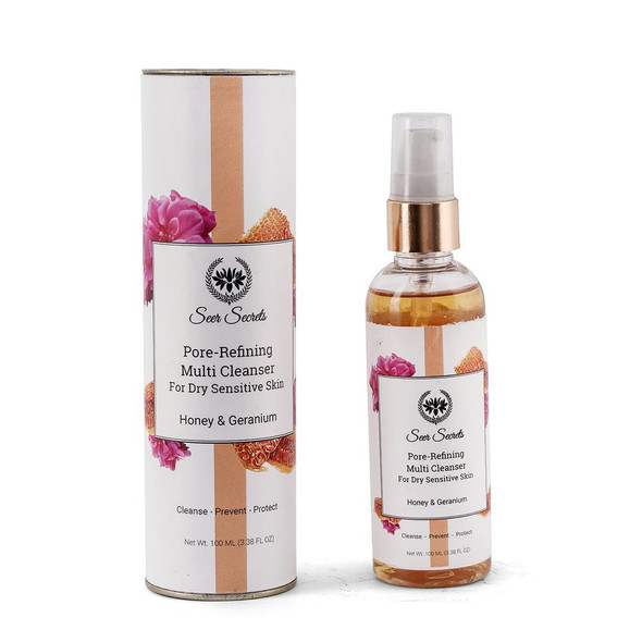Seer Secrets Honey & Geranium Pore-Refining Multi Cleanser- For Dry Skin |By Seer Secrets | 3.38  Fl Oz | SU-TQ-MAY20