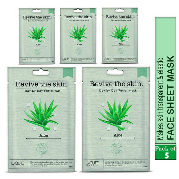 Aloevera Facial Sheet Mask (Pack of 5) |By Econbio Roots | 4.06 Oz | 0.25 lbs | SU-TQ-MAY20