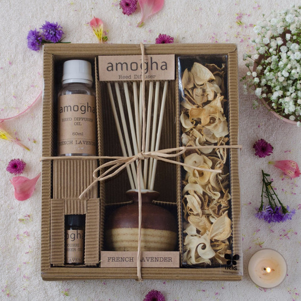French Lavender Amogha Reed Diffuser |By Iris Home Fragrances | 16.44 Oz | 1.03 lbs | SU-TQ-MAY20