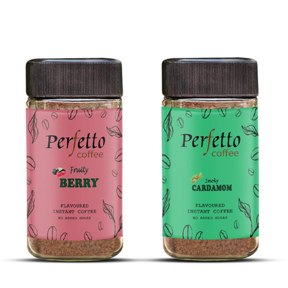 Cardamom & Berry Instant Flavoured Coffee 50gm each |By Perfetto | 3.53 Oz | 0.22 lbs | SU-TQ-MAY20