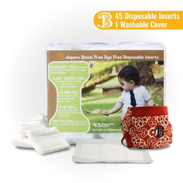 Rose Hybrid Cloth Diaper With 45 Disposable Inserts |By Bdiapers | 10.58 Oz | 0.66 lbs | SU-TQ-MAY20