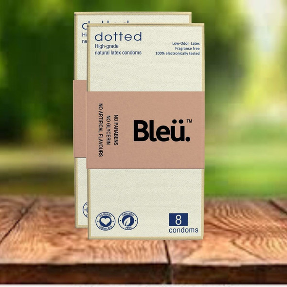 Natural Latex - Dotted Condoms (Pack of 2) |By Bleu Cares | 2.33 Oz | 0.15 lbs | SU-TQ-MAY20