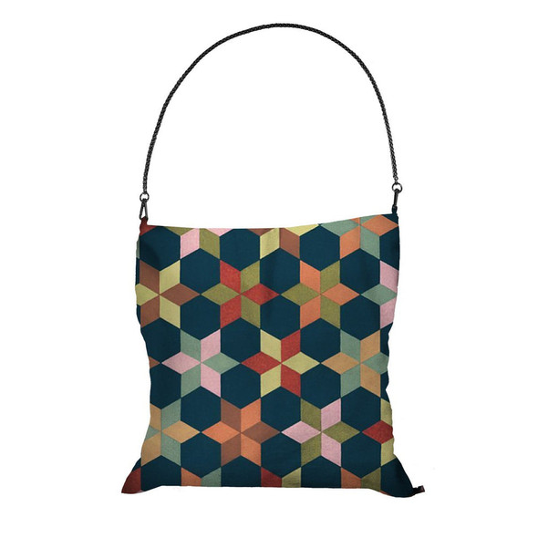 Tote Scarf With Print Of Floral Geometry & Vine Blossoms |By Astu Eco | 10.58 Oz | 0.66 lbs | SU-TQ-MAY20