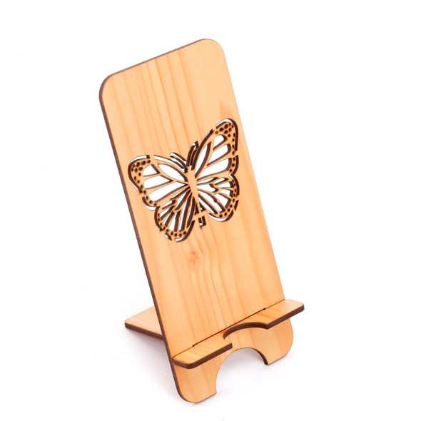 Wood Brown Color Lasercut Phone Stand (Butterfly Design) |By Meher Collection | 1.76 Oz | 0.11 lbs | SU-TQ-MAY20