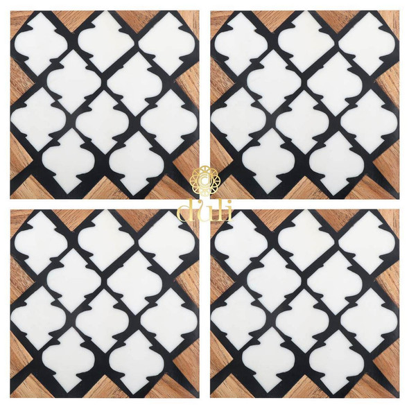 Carved Wood Coasters with Paan design(Set of 4) |By Meher Collection | 3.53 Oz | 0.22 lbs | SU-TQ-MAY20
