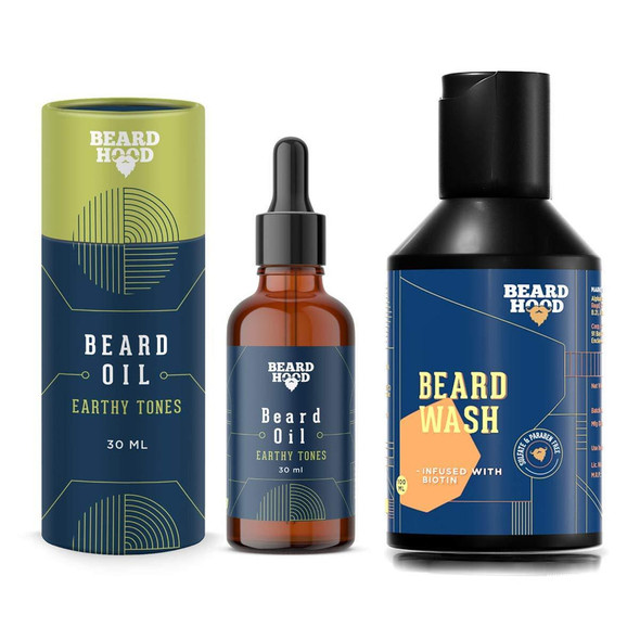 Earthy Tones Beard Oil And Beard Growth Wash |By Beardhood | 7.05 Oz | 0.44 lbs | SU-TQ-MAY20