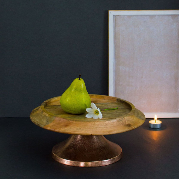 Rose Gold & Wood Cake Stand |By Dotted i | 176.37 Oz | 11.01 lbs | SU-TQ-MAY20