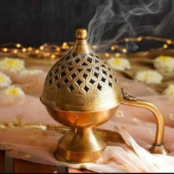 Sambrani Loban Big Brass Burner With Lid For Purifying Home |By Gaumayam | 19.93 Oz | 1.24 lbs | SU-TQ-MAY20