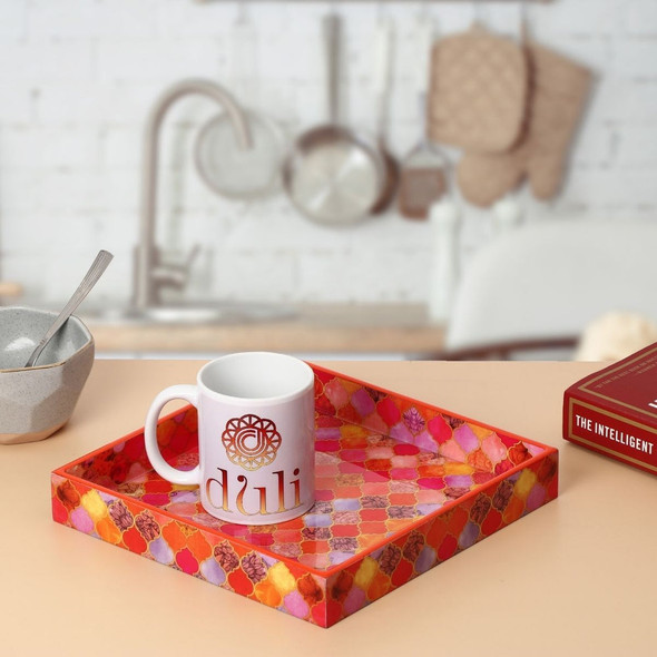 Red Enamel Coated Multipurpose MDF Trays |By Meher Collection | 16.93 Oz | 1.06 lbs | SU-TQ-MAY20