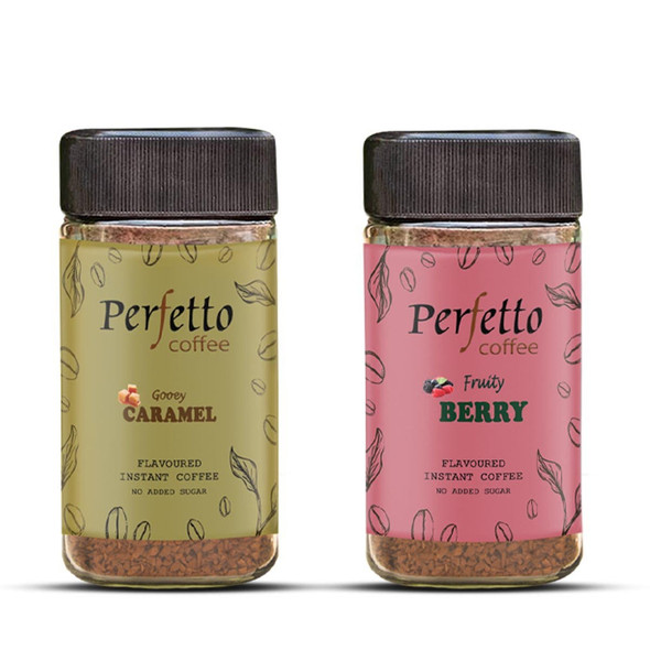 Berry & Caramel Instant Flavoured Coffee 50gm each |By Perfetto | 3.53 Oz | 0.22 lbs | SU-TQ-MAY20 Berry & Caramel Instant Flavoured Coffee 50gm each |By Perfetto | 3.53 Oz | 0.22 lbs | SU-TQ-MAY20