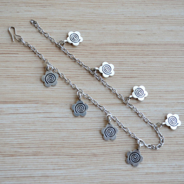 Silver Simple Flower Bohemian Style Silver Anklet Payal |By Pretty Ponytails | 3.53 Oz | 0.22 lbs | SU-TQ-MAY20