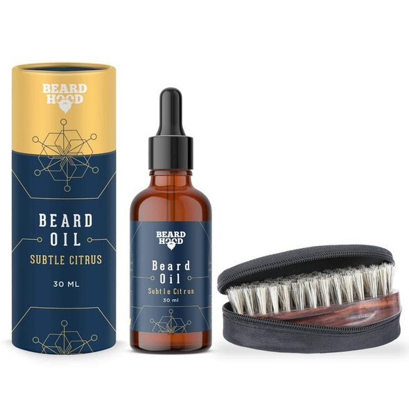 Subtle Citrus Beard Oil And Boar Bristle Beard Brush |By Beardhood | 9.17 Oz | 0.57 lbs | SU-TQ-MAY20
