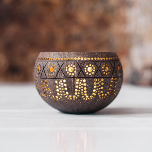 Handmade Natural Coconut Candle Holder /Planter pot |By EcoBowls | 1.76 Oz | 0.11 lbs | SU-TQ-MAY20